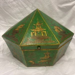 CHINESE OCTAGON HAND PAINTED BOX